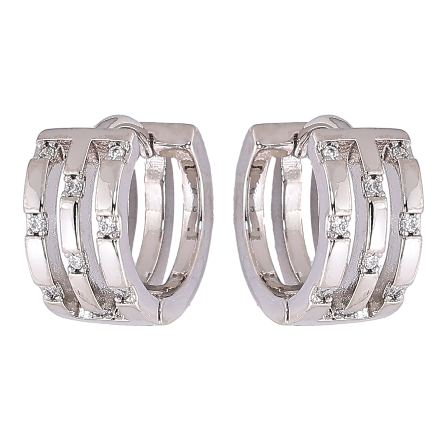 Сережки Xuping Родій колечка «Візерунок з вставками цирконію» фото №1 Сережки Xuping Родій колечка «Візерунок з вставками цирконію» фото №1