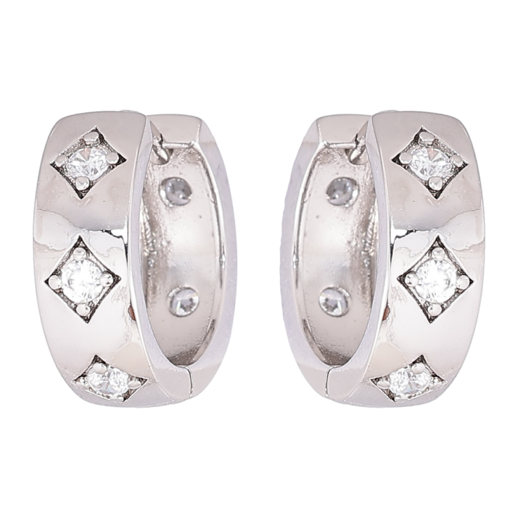 Серьги Xuping Родий колечки Ромбовый узор с цирконием фото №21 Серьги Xuping Родий колечки Ромбовый узор с цирконием фото №21