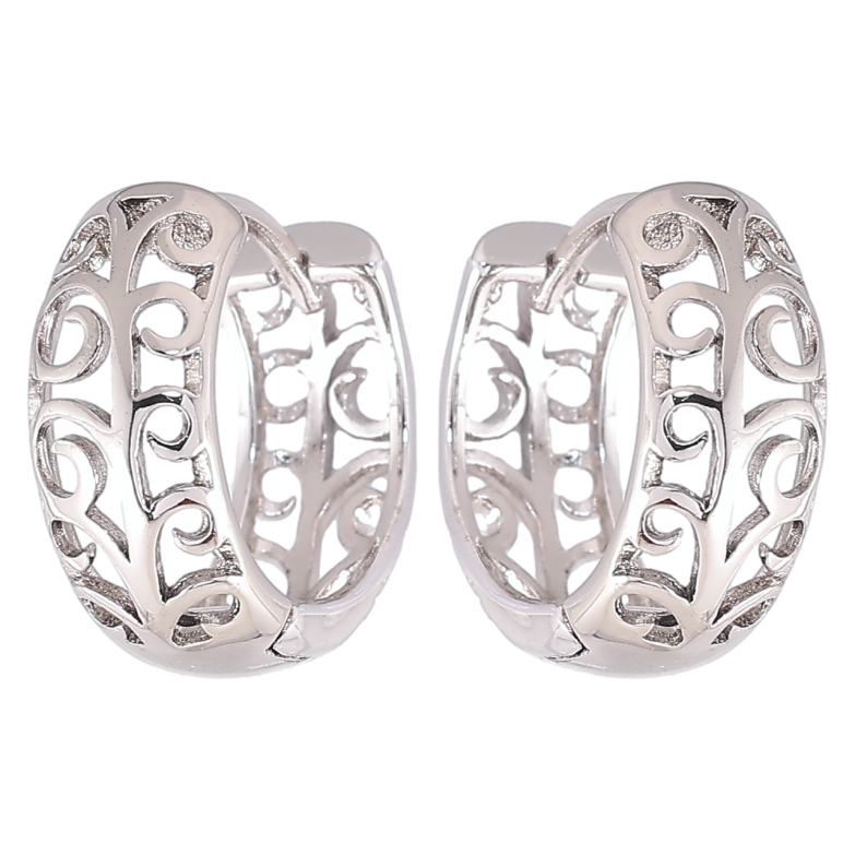 Серьги Xuping Родий колечки Резной вензельный орнамент фото №3 Серьги Xuping Родий колечки Резной вензельный орнамент фото №3