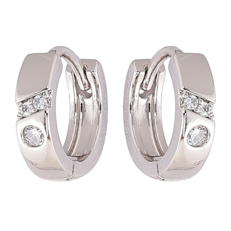 Сережки Xuping Родій колечка «Візерунок з цирконієм» фото №2 Сережки Xuping Родій колечка «Візерунок з цирконієм» фото №2