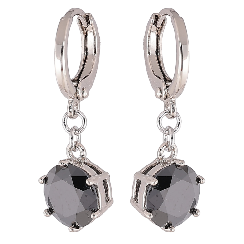 Сережки Xuping Родій підвіски на колечках «Чорні фіаніти» ø 8мм фото №1