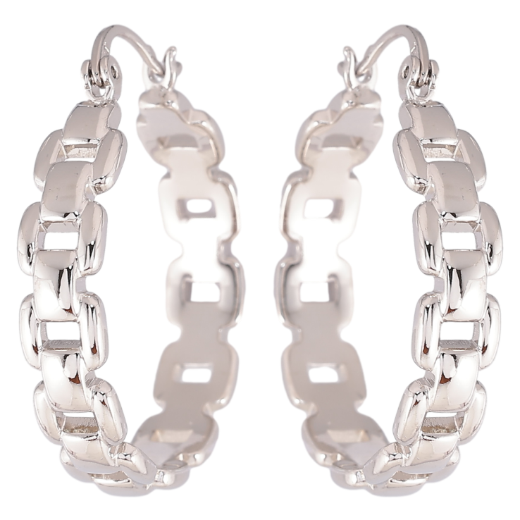 Серьги Xuping Родий замок-булавка Кольца с браслетным узором ø 3см фото №5