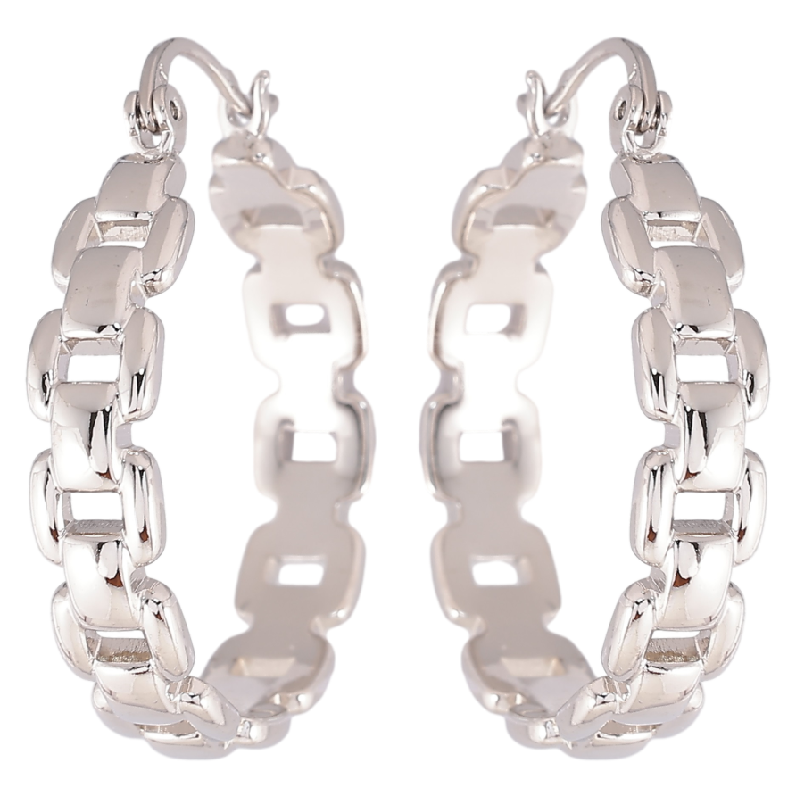 Серьги Xuping Родий замок-булавка Кольца с браслетным узором ø 3см фото №1