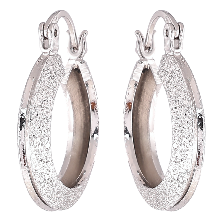 Серьги Xuping Родий замок-булавка Декоративные кольца с шагренью ø 2см фото №6