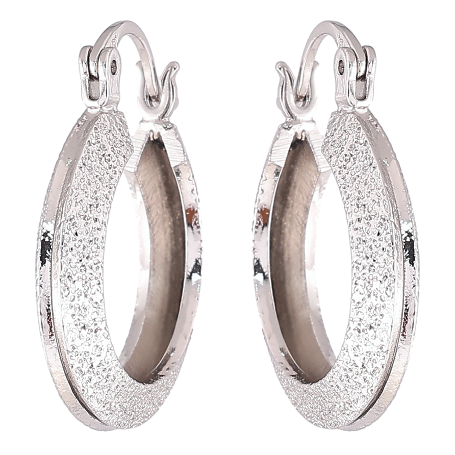 Серьги Xuping Родий замок-булавка Декоративные кольца с шагренью ø 2см фото №1