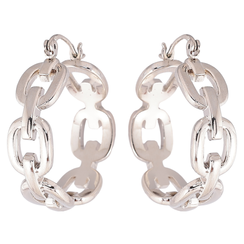 Сережки Xuping Родій замок-шпилька «Кільця з візерунком ланцюжок» ø 3см фото №1