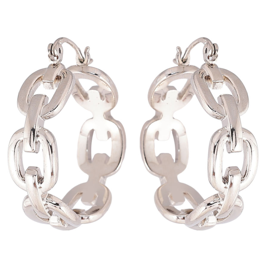 Серьги Xuping Родий замок-булавка Кольца с узором цепочка ø 3см фото №1