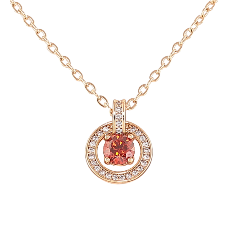 Кулон на цепочке Xuping Позолота 18K Красный фианит в колечке циркония длина 45-48см х 1.5мм фото №1