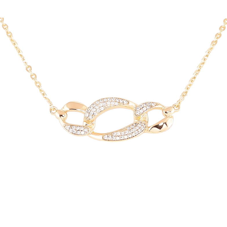 Підвіска на ланцюжку Xuping Позолота 18K «Ланки ланцюжка з інкрустацією цирконієм» довжина 45-50см х 1.5мм фото №1