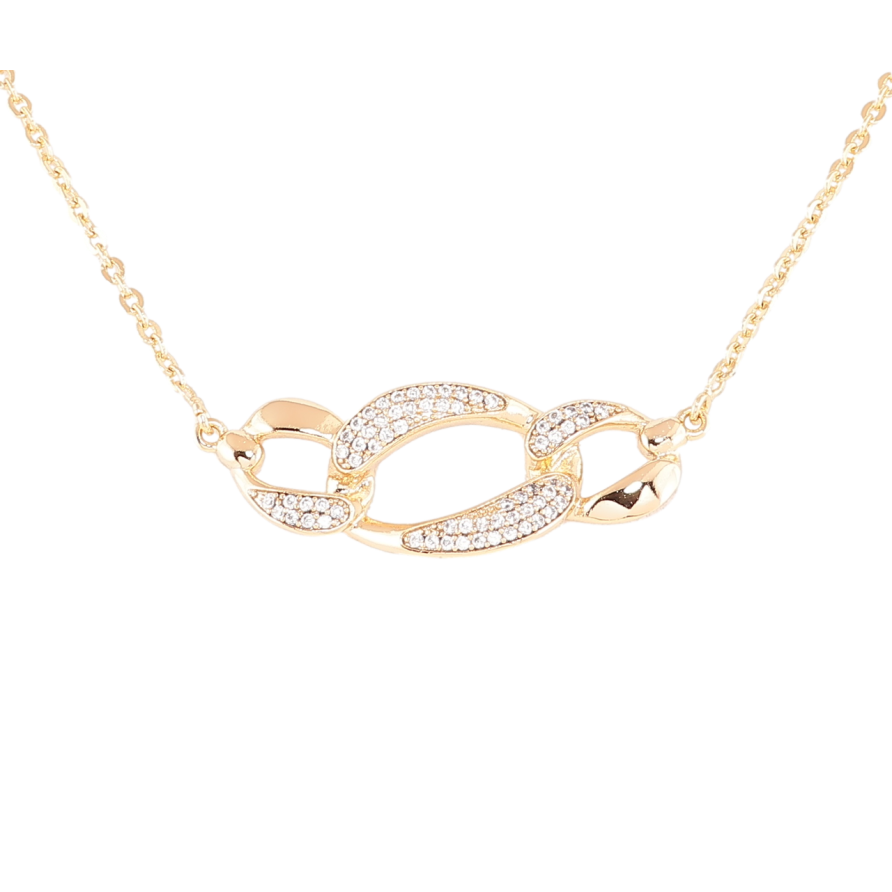 Підвіска на ланцюжку Xuping Позолота 18K «Ланки ланцюжка з інкрустацією цирконієм» довжина 45-50см х 1.5мм фото №1