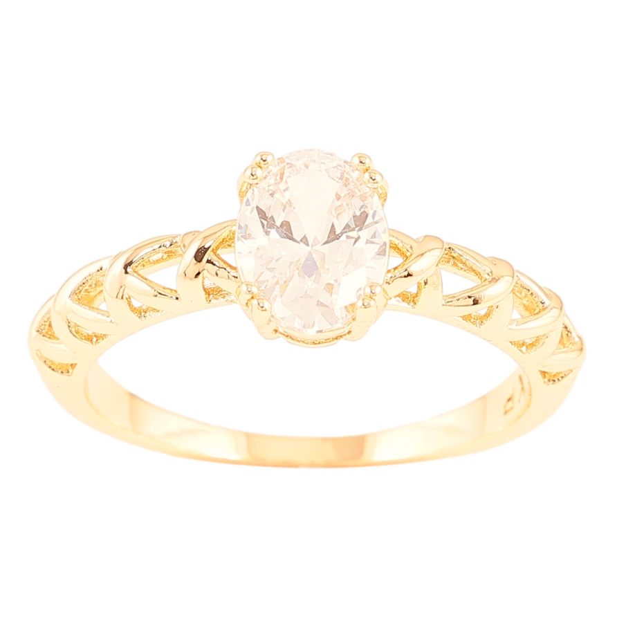 Кольцо Xuping Позолота 18K Фианит на резной шинке фото №1