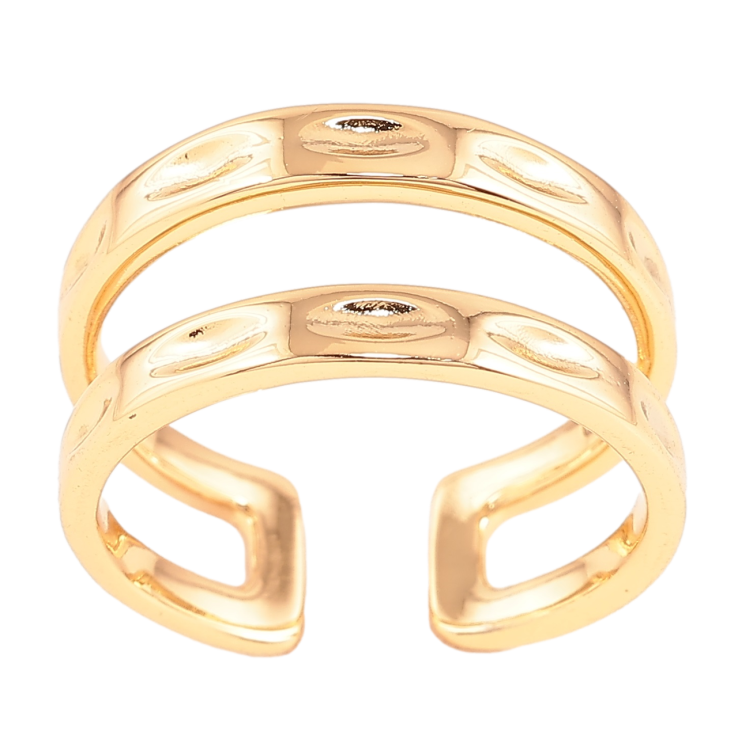 Кольцо Xuping Позолота 18K Двойная шинка с узором фото №2