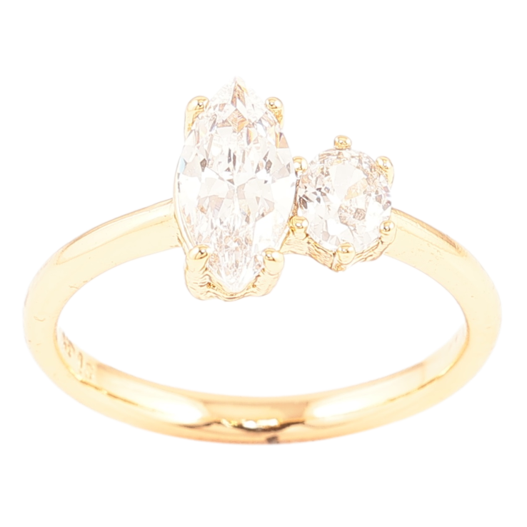 Кольцо Xuping Позолота 18K Два кристалла фото №21