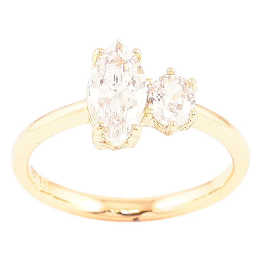 Кольцо Xuping Позолота 18K Два кристалла фото №1