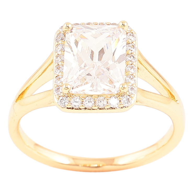 Кольцо Xuping Позолота 18K Фианит в обрамлении циркония фото №8