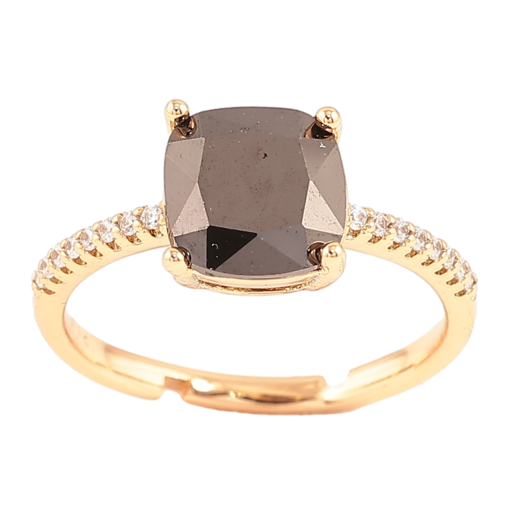 Кольцо Xuping Позолота 18K Черный фианит на дорожке циркония, 8х8мм фото №18