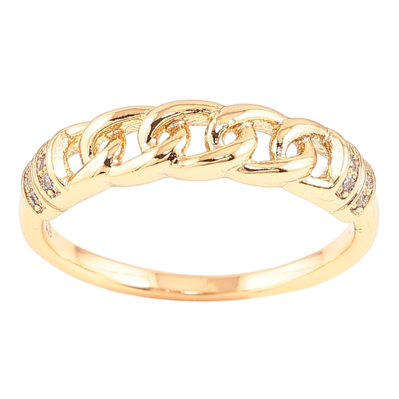 Каблучка Xuping Позолота 18K «Візерунок ланцюжок з цирконієм» фото №1