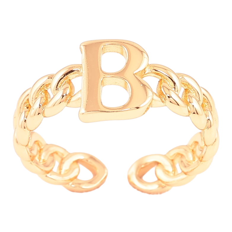 Кольцо Xuping Позолота 18K Узор цепочка с буквой В фото №1