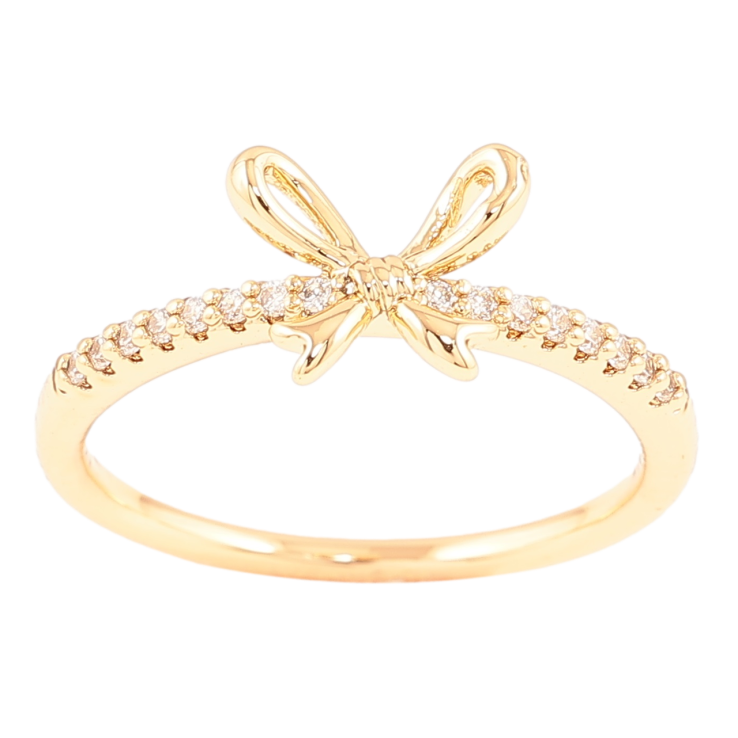 Кольцо Xuping Позолота 18K Дорожка циркония с бантом фото №7
