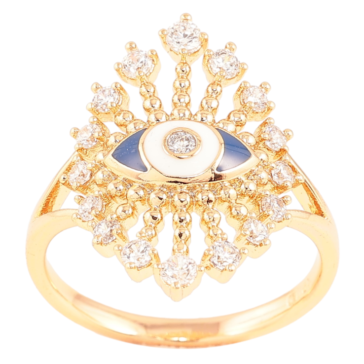 Кольцо Xuping Позолота 18K Глаз с цирконием и эмалью фото №22