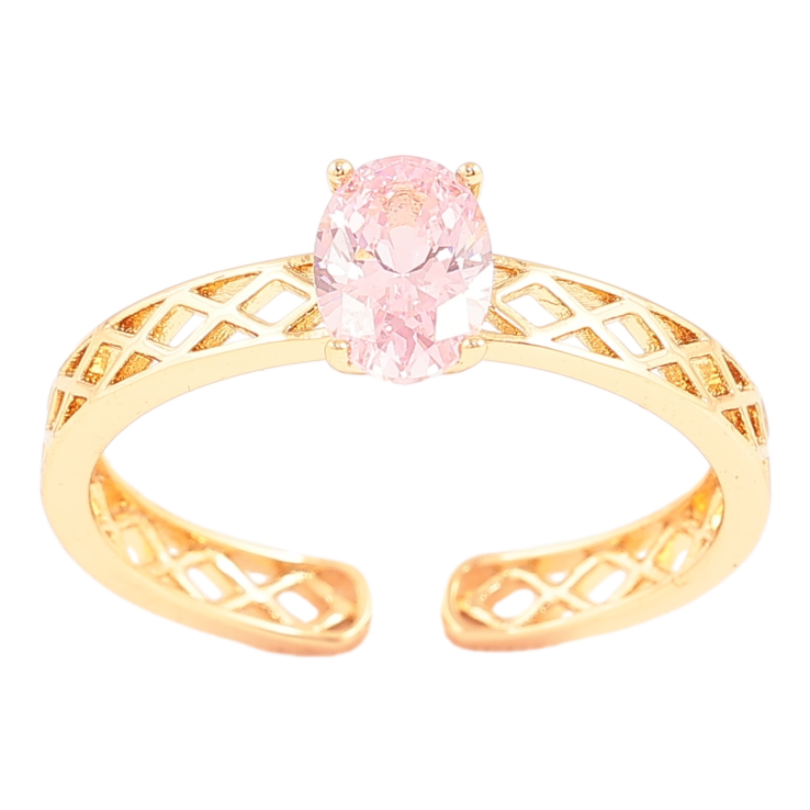 Кольцо Xuping Позолота 18K Резная шинка с розовым фианитом фото №8