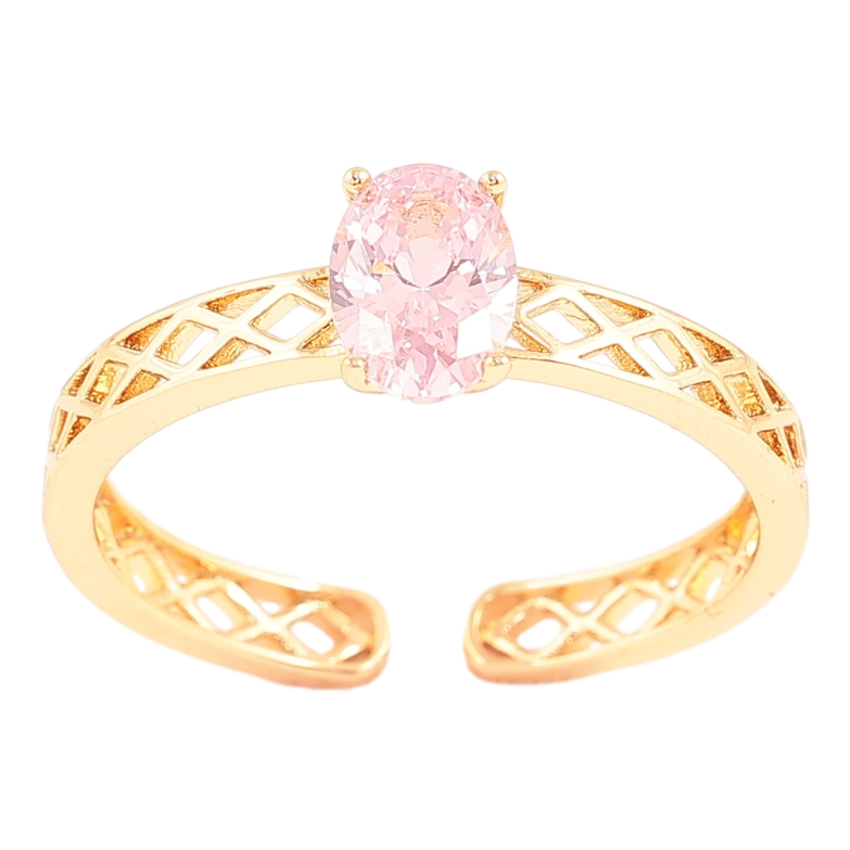 Кольцо Xuping Позолота 18K Резная шинка с розовым фианитом фото №1