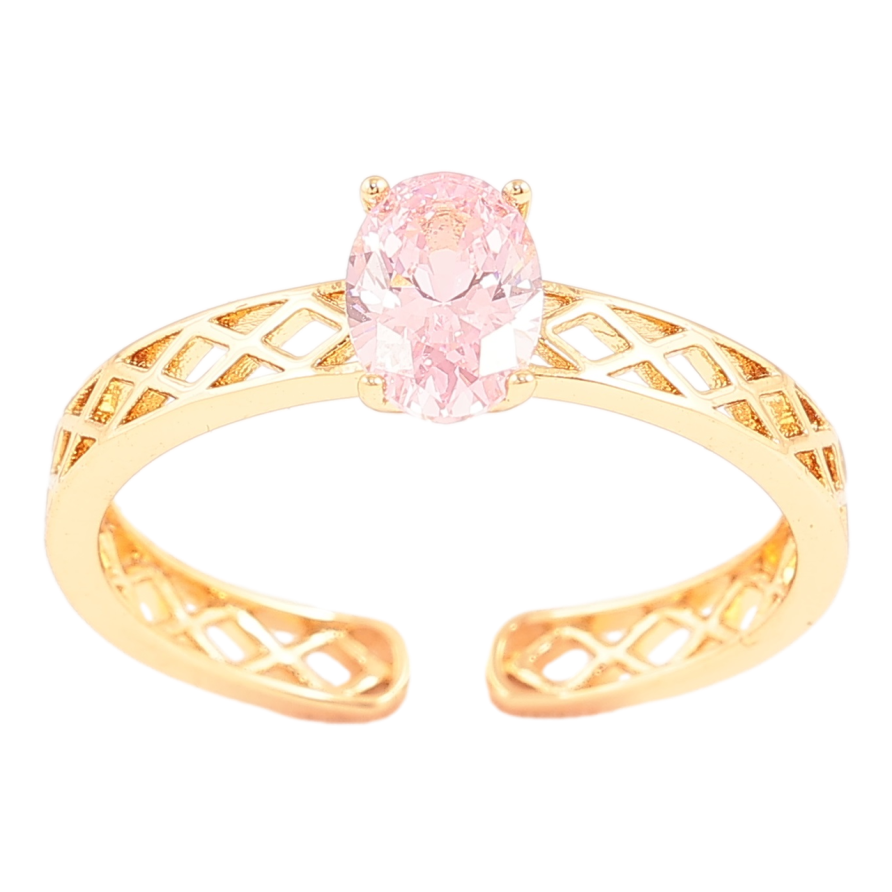 Кольцо Xuping Позолота 18K Резная шинка с розовым фианитом фото №1