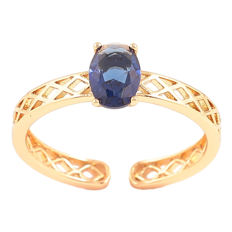 Кольцо Xuping Позолота 18K Резная шинка с синим фианитом фото №1