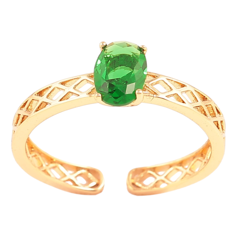 Кольцо Xuping Позолота 18K Резная шинка с зеленым фианитом фото №13