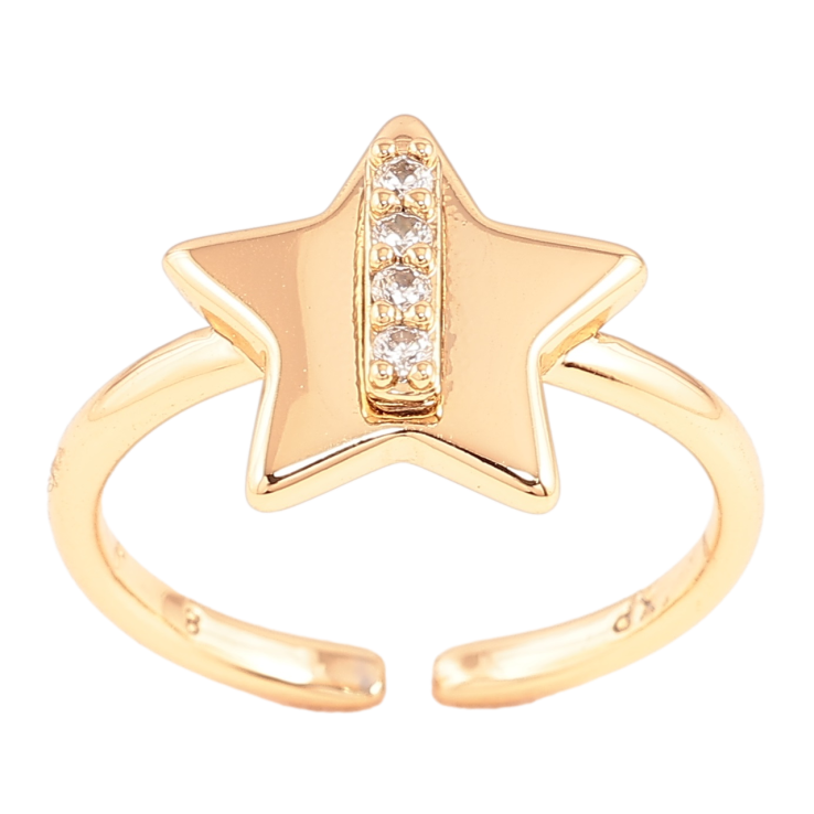 Кольцо Xuping Позолота 18K Звезда с дорожкой циркония фото №2