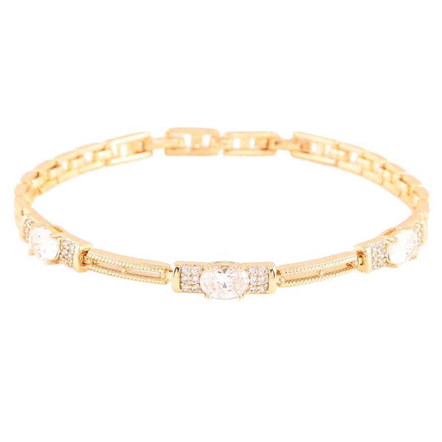 Браслет Xuping Позолота 18K «Візерунок з фіанітами і цирконієм» розмір з доп. замком 17,19см х 4мм фото №1