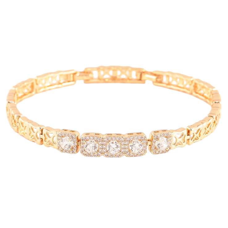 Браслет Xuping Позолота 18K Фианиты с цирконием размер с доп. замком 18,20см х 6мм фото №2