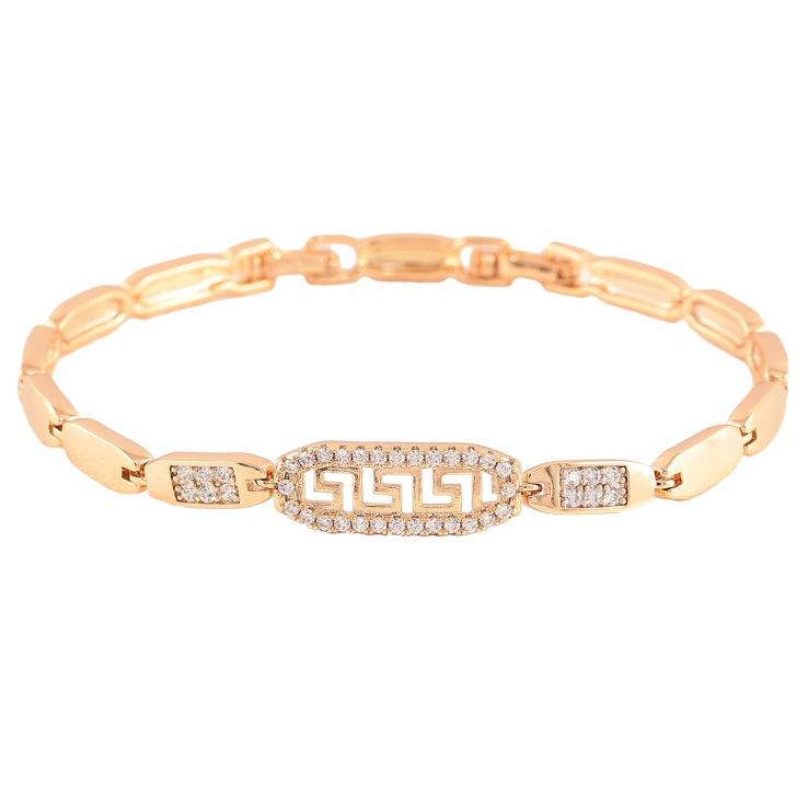 Браслет Xuping Позолота 18K Узор с цирконием размер с доп. замком 17,19см х 4мм фото №9