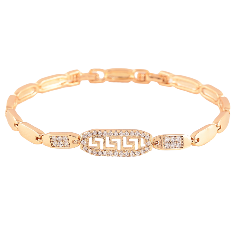 Браслет Xuping Позолота 18K Узор с цирконием размер с доп. замком 17,19см х 4мм фото №3