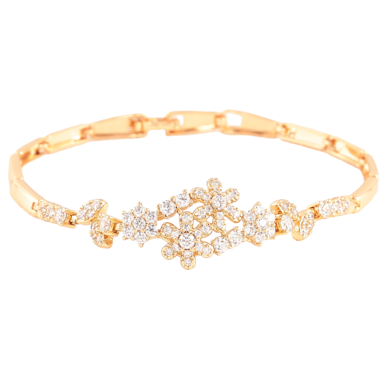 Браслет Xuping Позолота 18K Цветочный узор с цирконием размер 19см х 3мм фото №1