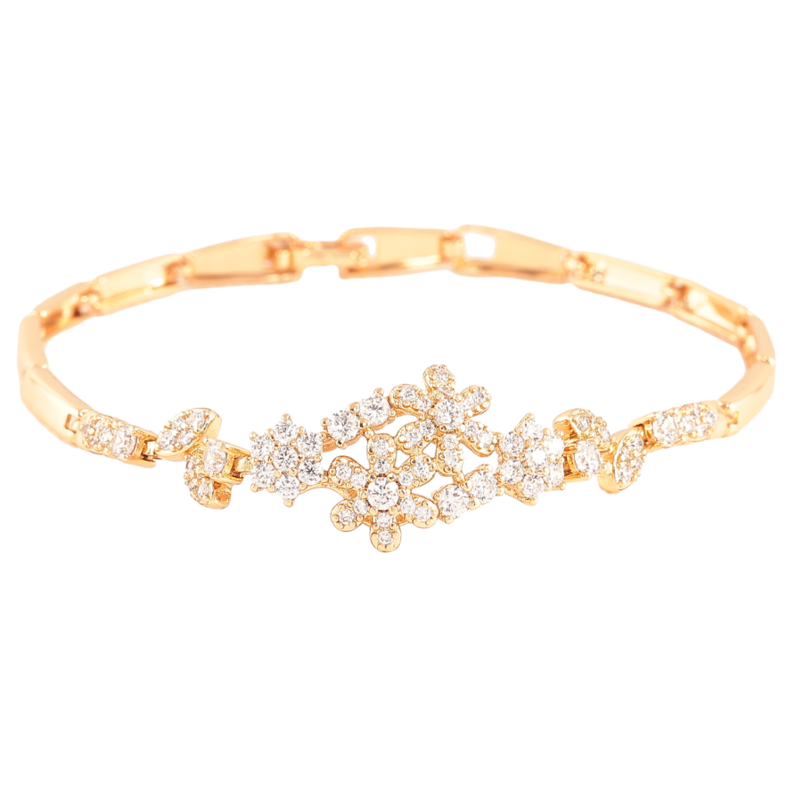 Браслет Xuping Позолота 18K Цветочный узор с цирконием размер 19см х 3мм фото №1