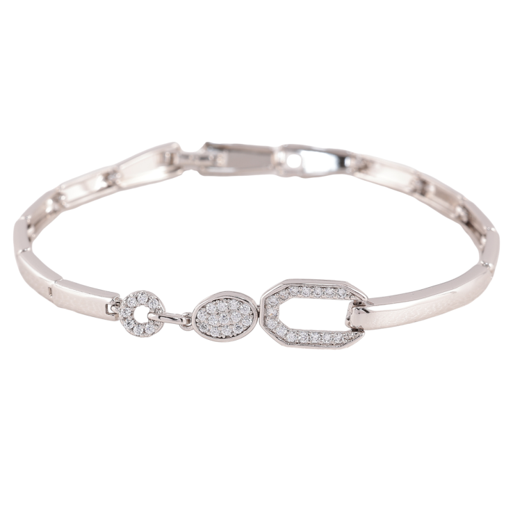 Браслет Xuping Родий Узор с цирконием размер 18.5см х 3мм фото №7