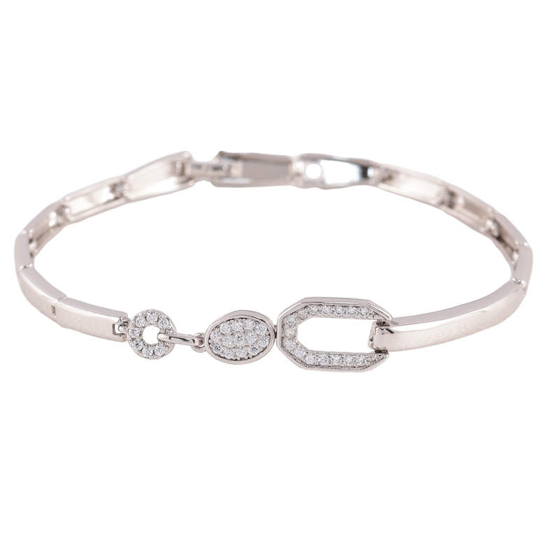 Браслет Xuping Родий Узор с цирконием размер 18.5см х 3мм фото №1