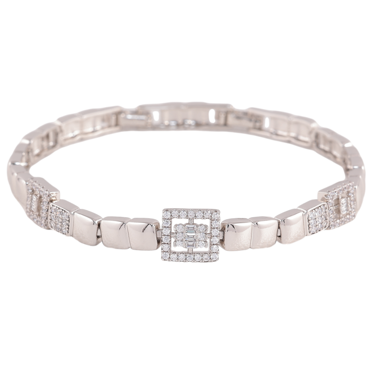 Браслет Xuping Родий Узор с цирконием размер 19.5см х 5мм фото №17