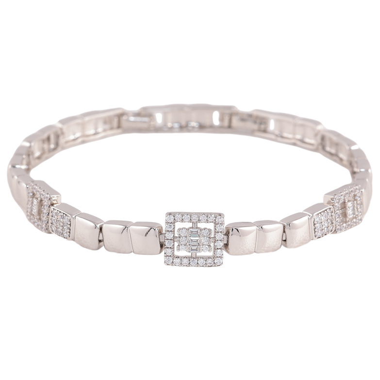 Браслет Xuping Родій «Візерунок з цирконієм» розмір 19.5см х 5мм фото №1