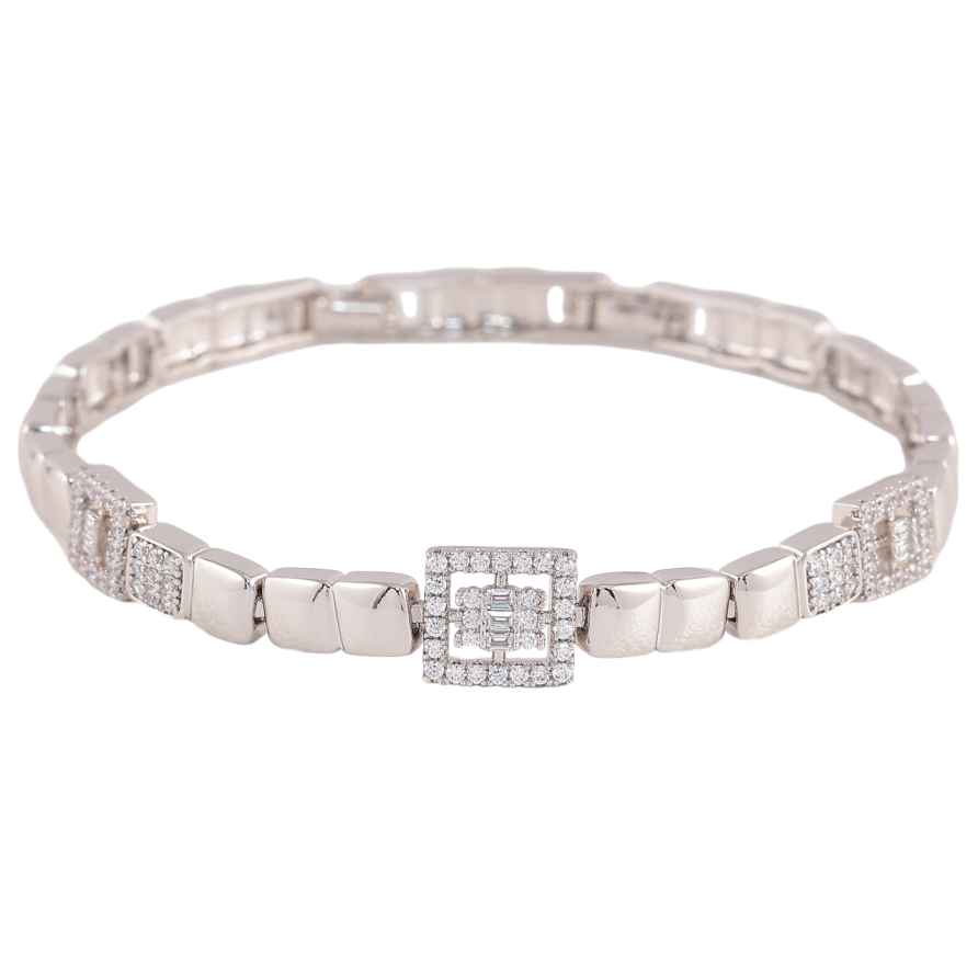 Браслет Xuping Родий Узор с цирконием размер 19.5см х 5мм фото №1