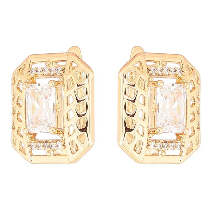 Серьги Xuping Позолота 18K английский замок Резной узор с цирконием фото №12