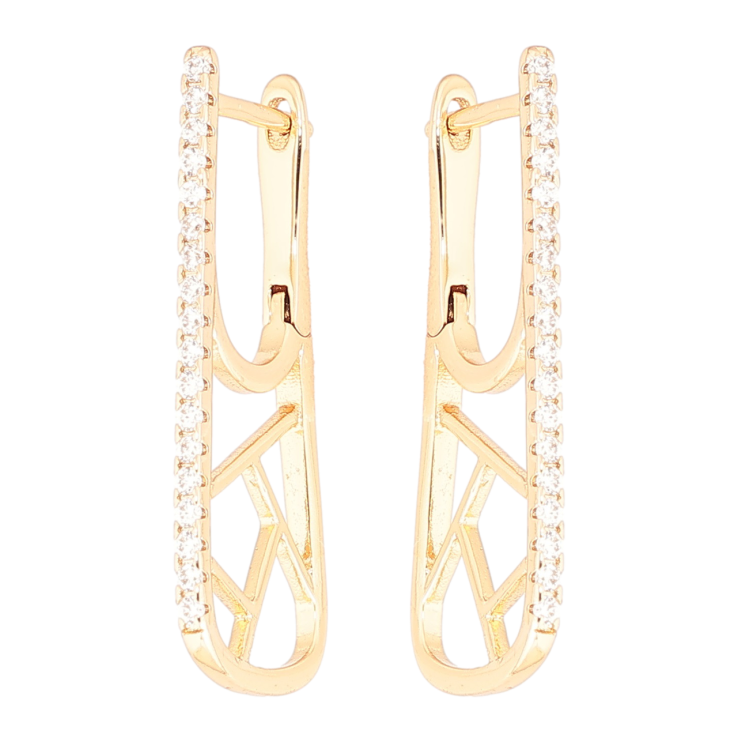 Серьги Xuping Позолота 18K английский замок Боковой узор с дорожками циркония фото №8