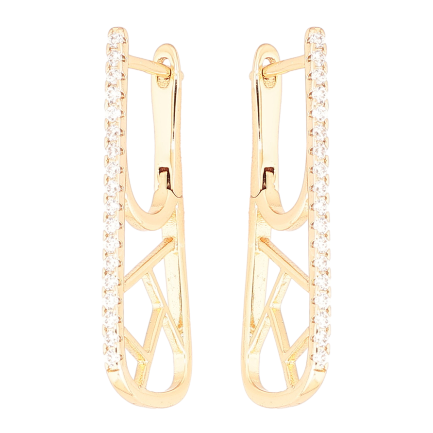 Серьги Xuping Позолота 18K английский замок Боковой узор с дорожками циркония фото №1