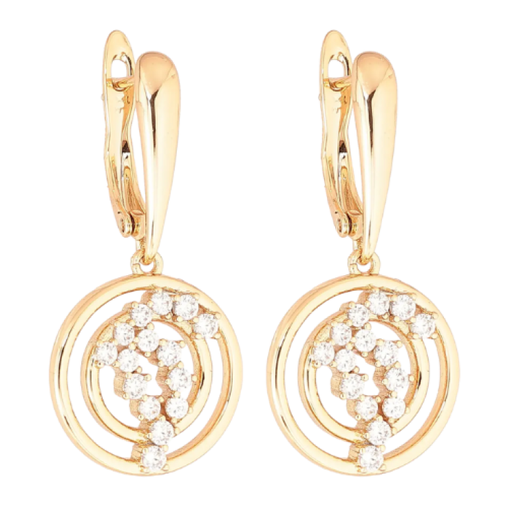 Серьги Xuping Позолота 18K английский замок Круглые подвески с кристаллами фото №14