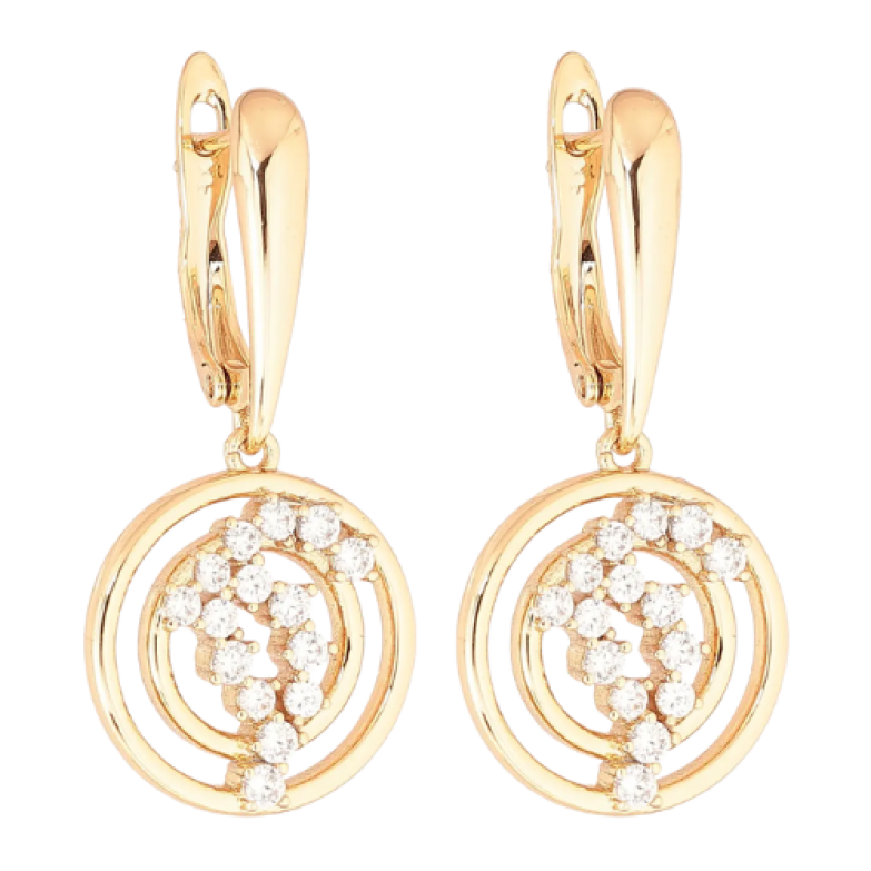 Серьги Xuping Позолота 18K английский замок Круглые подвески с кристаллами фото №1