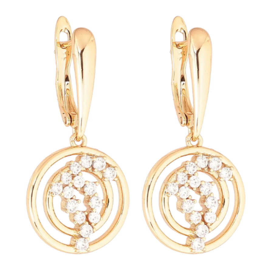 Серьги Xuping Позолота 18K английский замок Круглые подвески с кристаллами фото №1