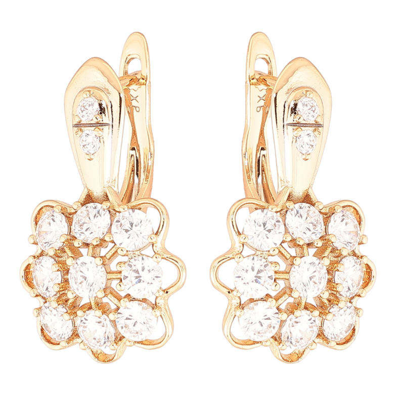 Сережки Xuping Позолота 18K англійський замок «Квіточки з цирконієм» фото №1