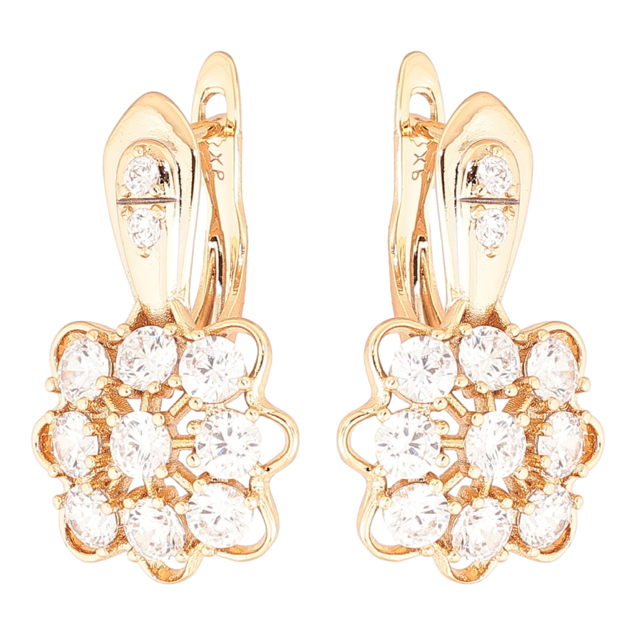 Сережки Xuping Позолота 18K англійський замок «Квіточки з цирконієм» фото №1