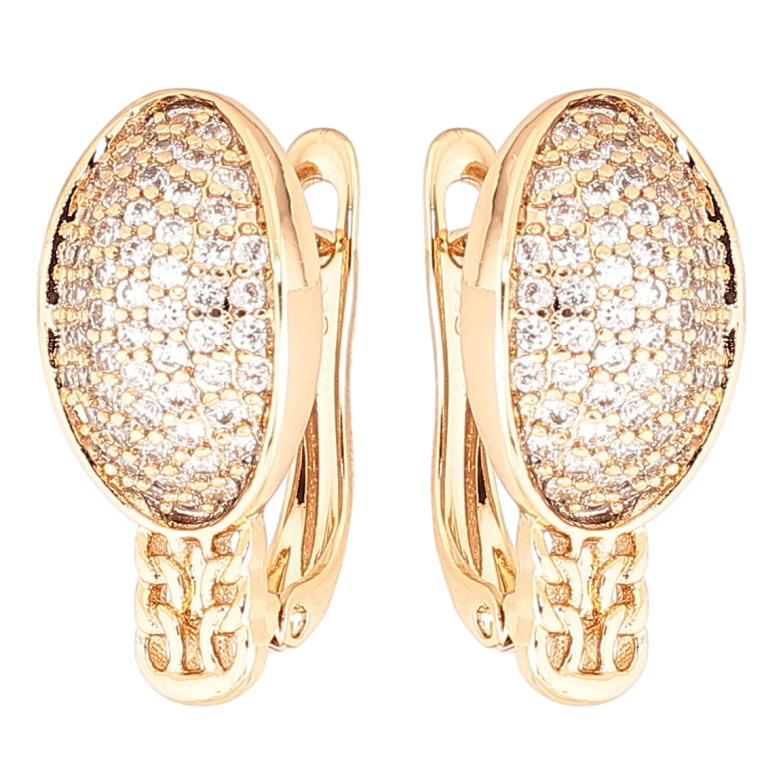 Серьги Xuping Позолота 18K английский замок Овалы с инкрустацией цирконием фото №6